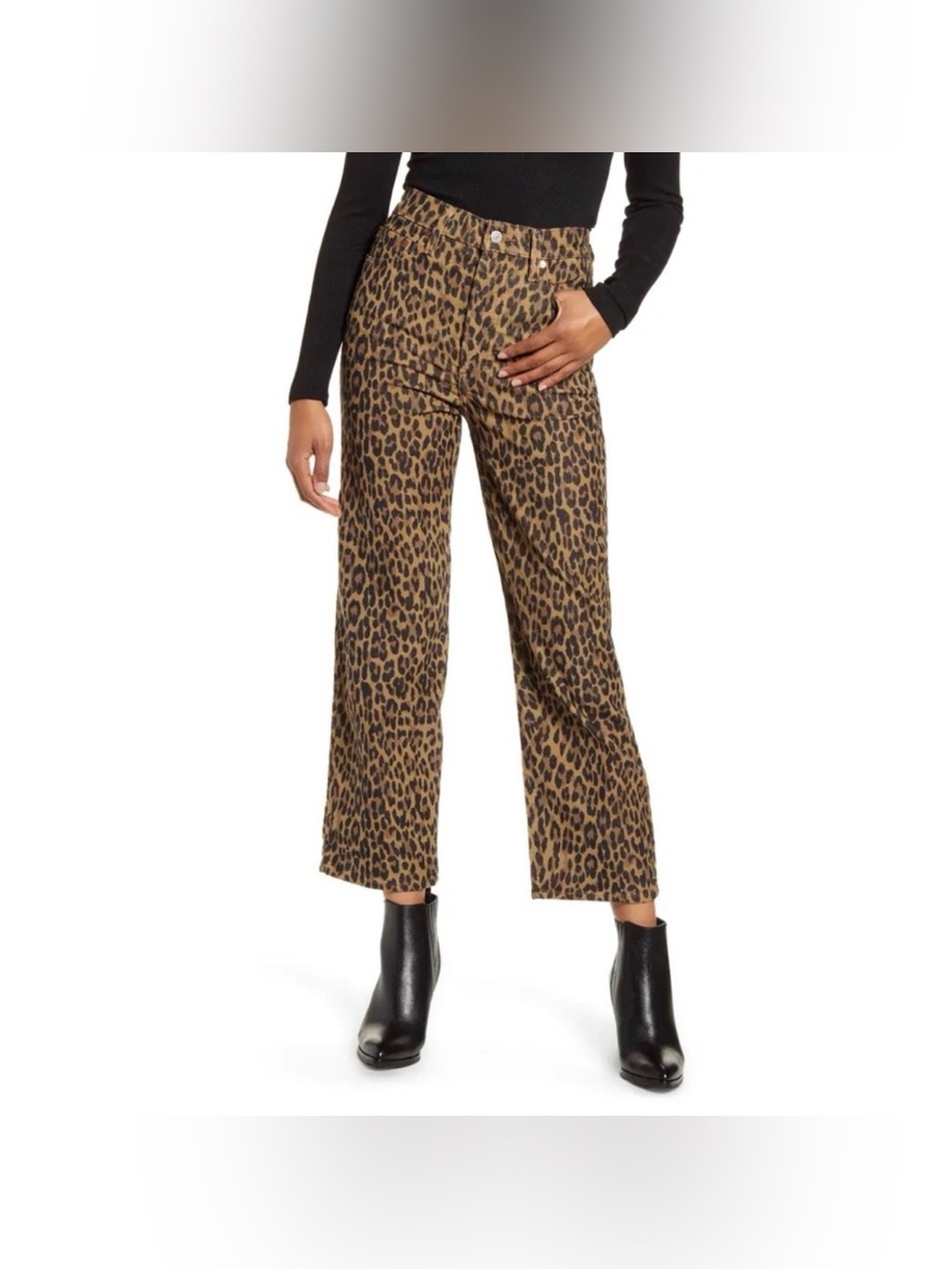 Levi's Premium Ribcage Straight Textured Corduroy Cheetah Animal Print Jeans 26
